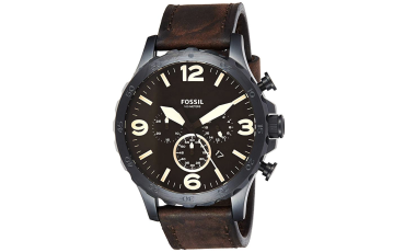 Fossil - Men's Nate Quartz Stainless Steel and Leather Casual Watch